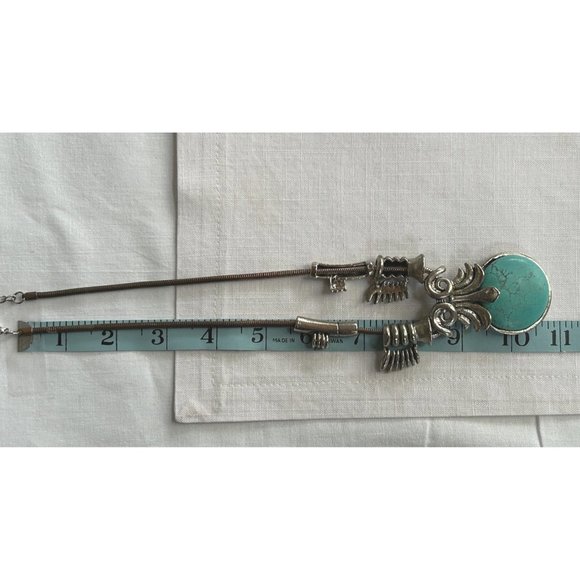 Silver Tone Howlite Statement Bib Necklace Southwestern - Picture 8 of 8